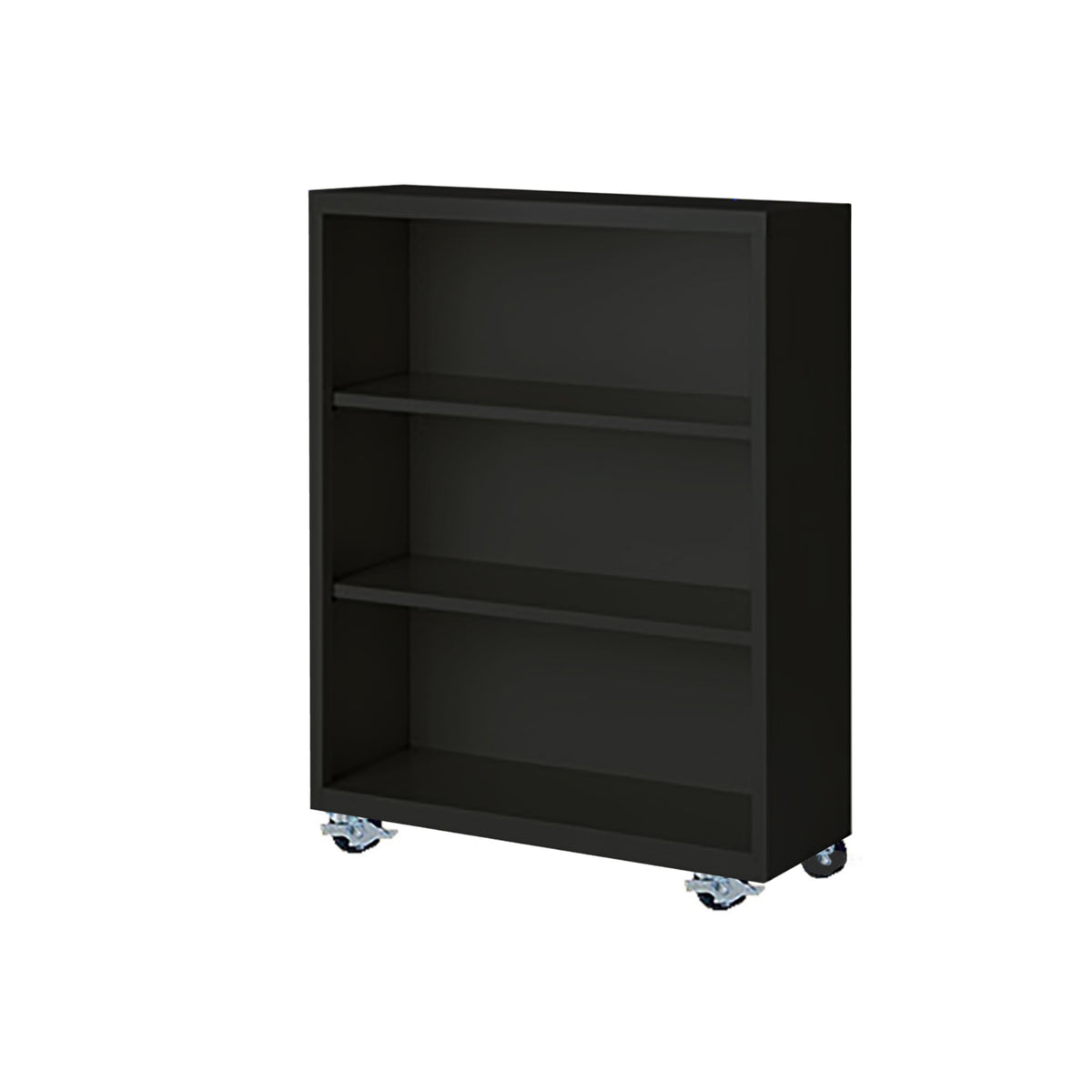 Herculite Metal Mobile Bookcase with 2 Adjustable Shelves, 36" W x 18" D x 45" H