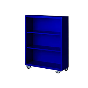 Herculite Metal Mobile Bookcase with 2 Adjustable Shelves, 36" W x 18" D x 45" H