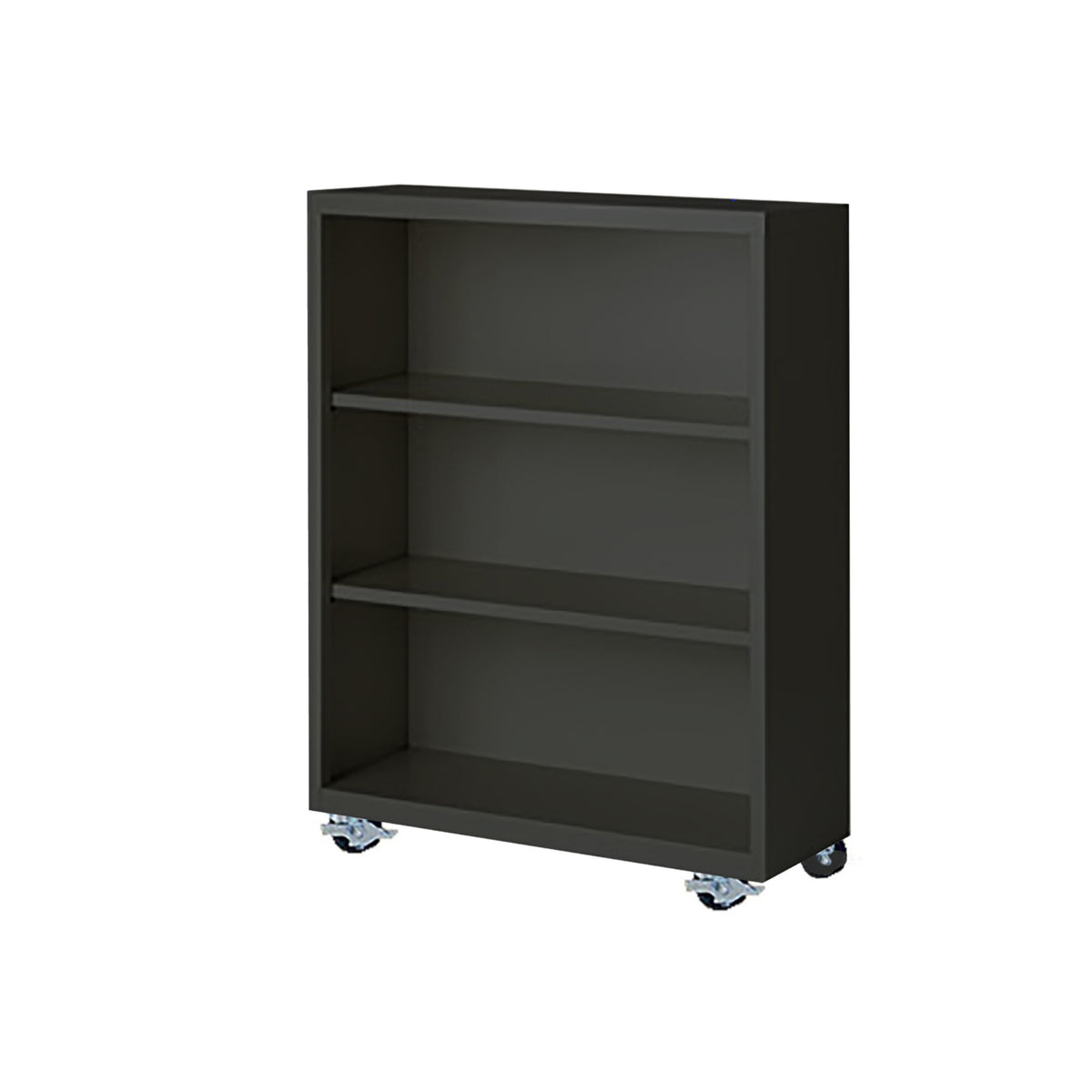 Herculite Metal Mobile Bookcase with 2 Adjustable Shelves, 36" W x 18" D x 45" H