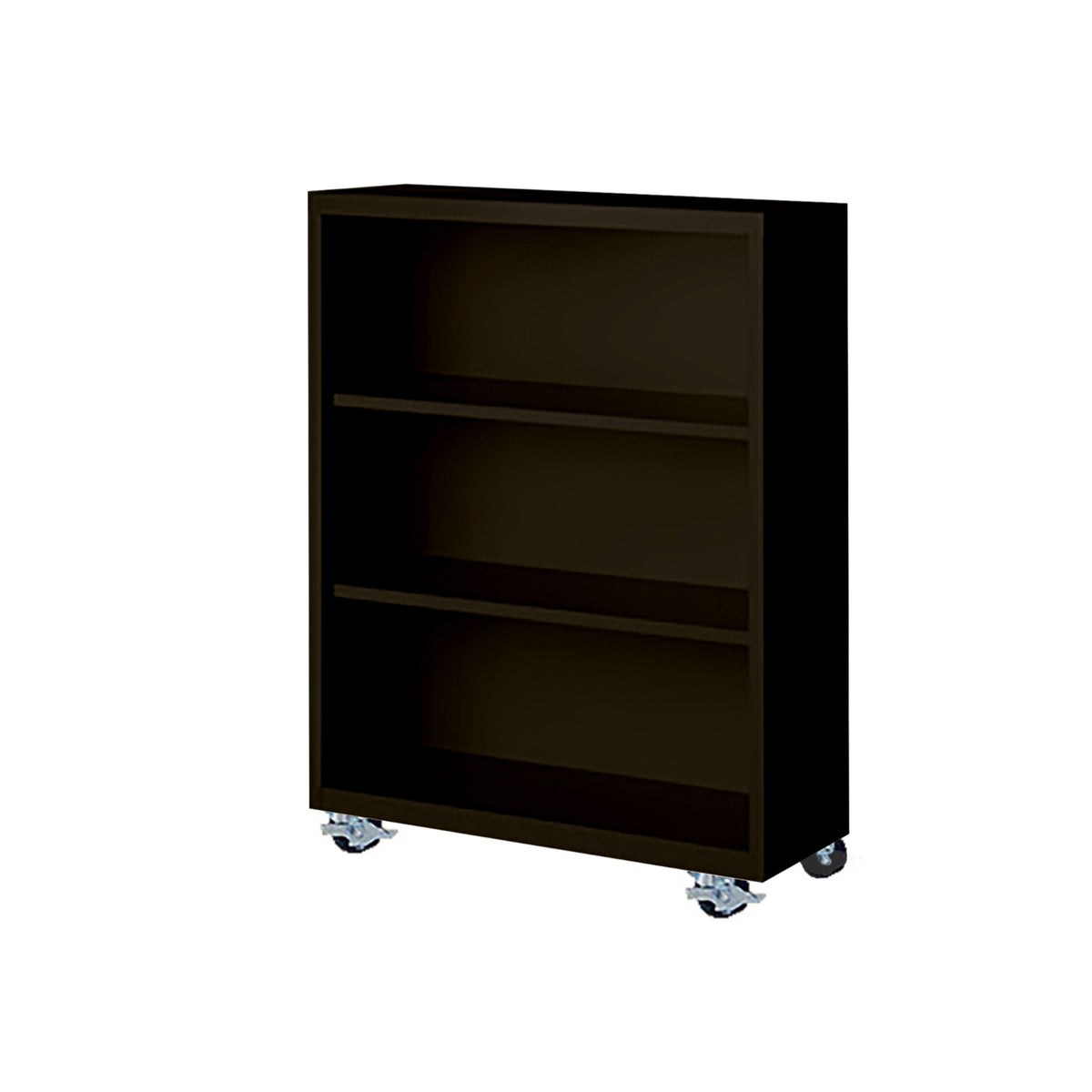 Herculite Metal Mobile Bookcase with 2 Adjustable Shelves, 36" W x 18" D x 45" H