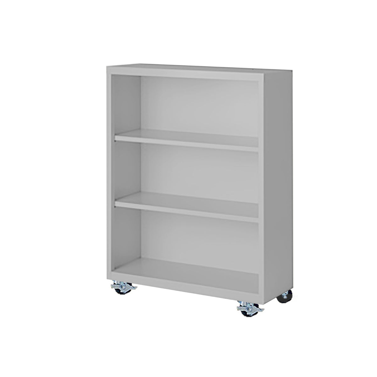 Herculite Metal Mobile Bookcase with 2 Adjustable Shelves, 36" W x 18" D x 45" H