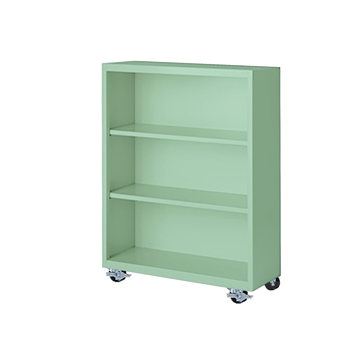 Herculite Metal Mobile Bookcase with 2 Adjustable Shelves, 36" W x 18" D x 45" H