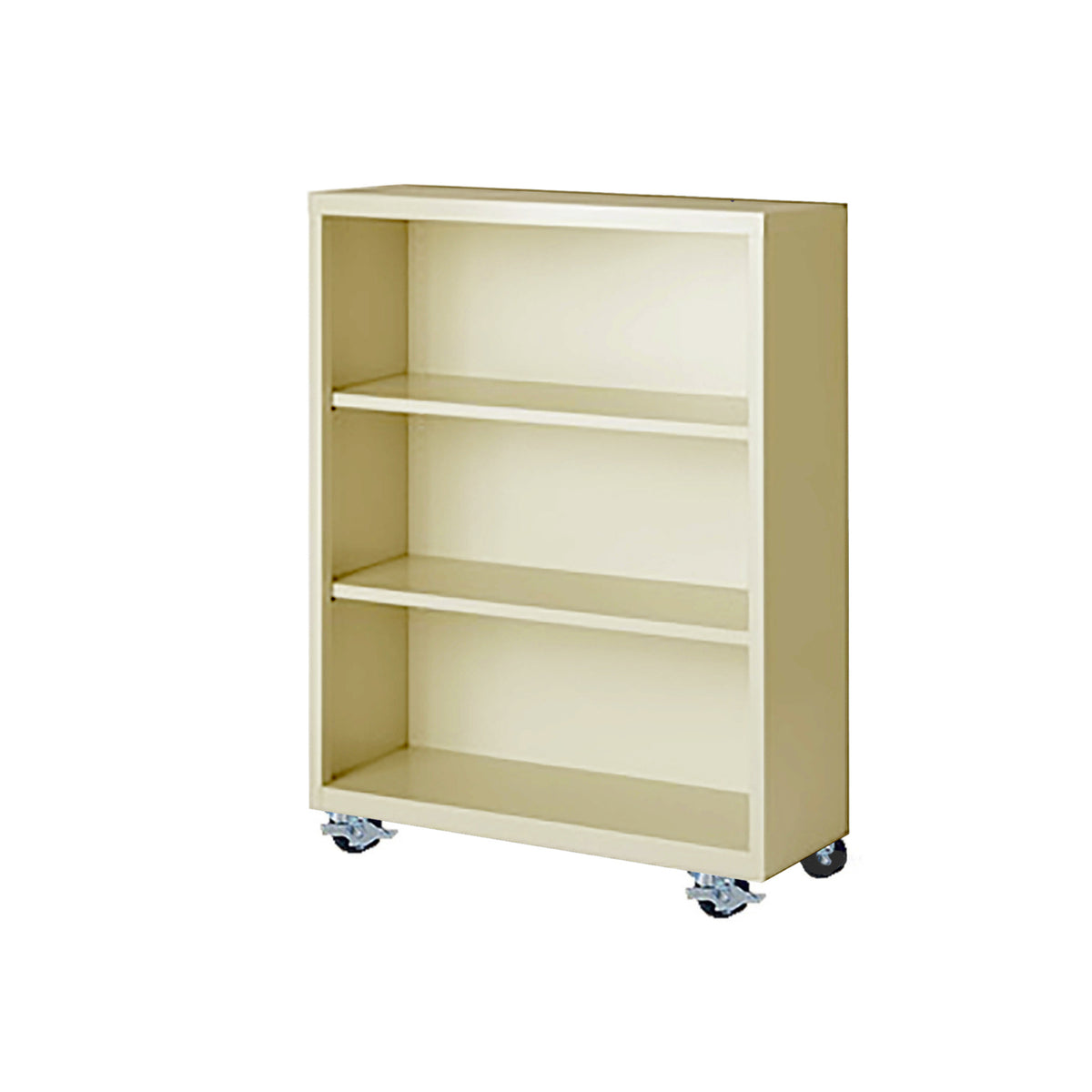 Herculite Metal Mobile Bookcase with 2 Adjustable Shelves, 36" W x 18" D x 45" H