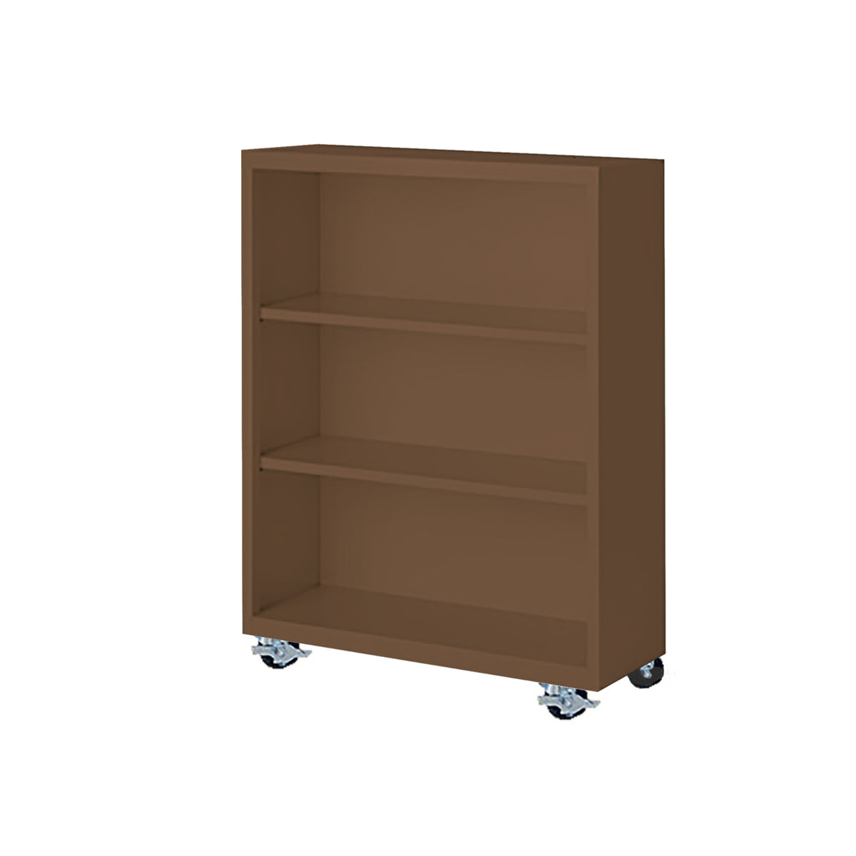 Herculite Metal Mobile Bookcase with 2 Adjustable Shelves, 36" W x 18" D x 45" H