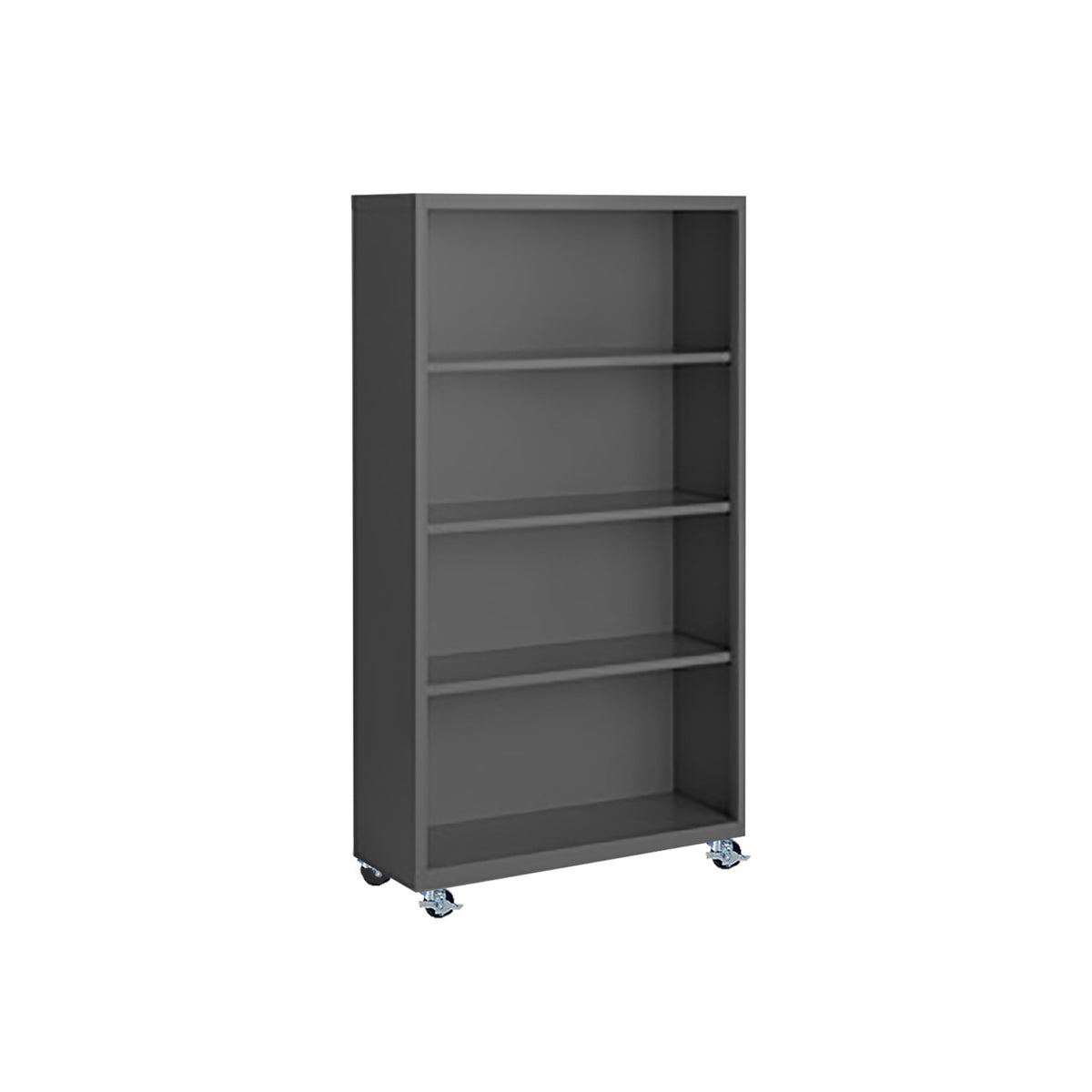 Herculite Metal Mobile Bookcase with 3 Adjustable Shelves, 36" W x 18" D x 63" H