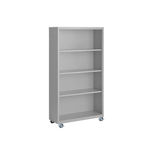 Herculite Metal Mobile Bookcase with 3 Adjustable Shelves, 36" W x 18" D x 63" H