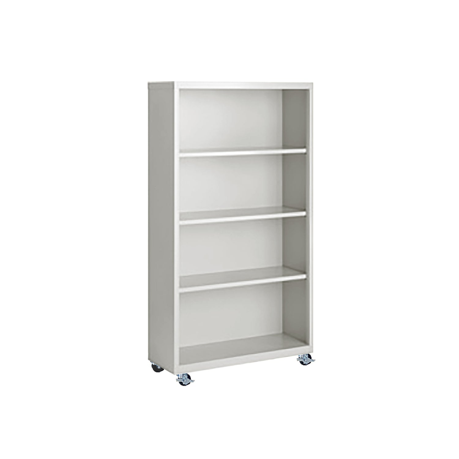 Herculite Metal Mobile Bookcase with 3 Adjustable Shelves, 36" W x 18" D x 63" H