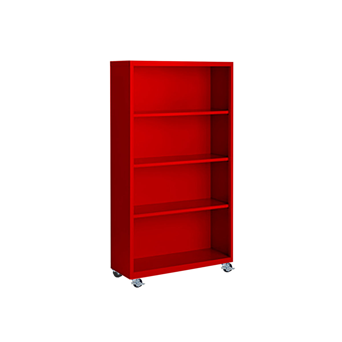 Herculite Metal Mobile Bookcase with 3 Adjustable Shelves, 36" W x 18" D x 63" H