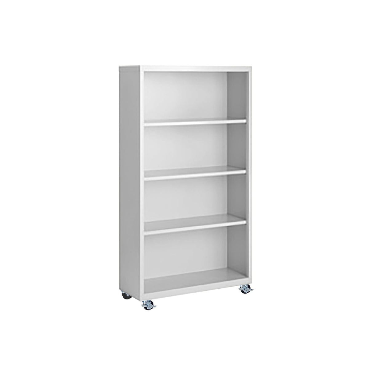 Herculite Metal Mobile Bookcase with 3 Adjustable Shelves, 36" W x 18" D x 63" H
