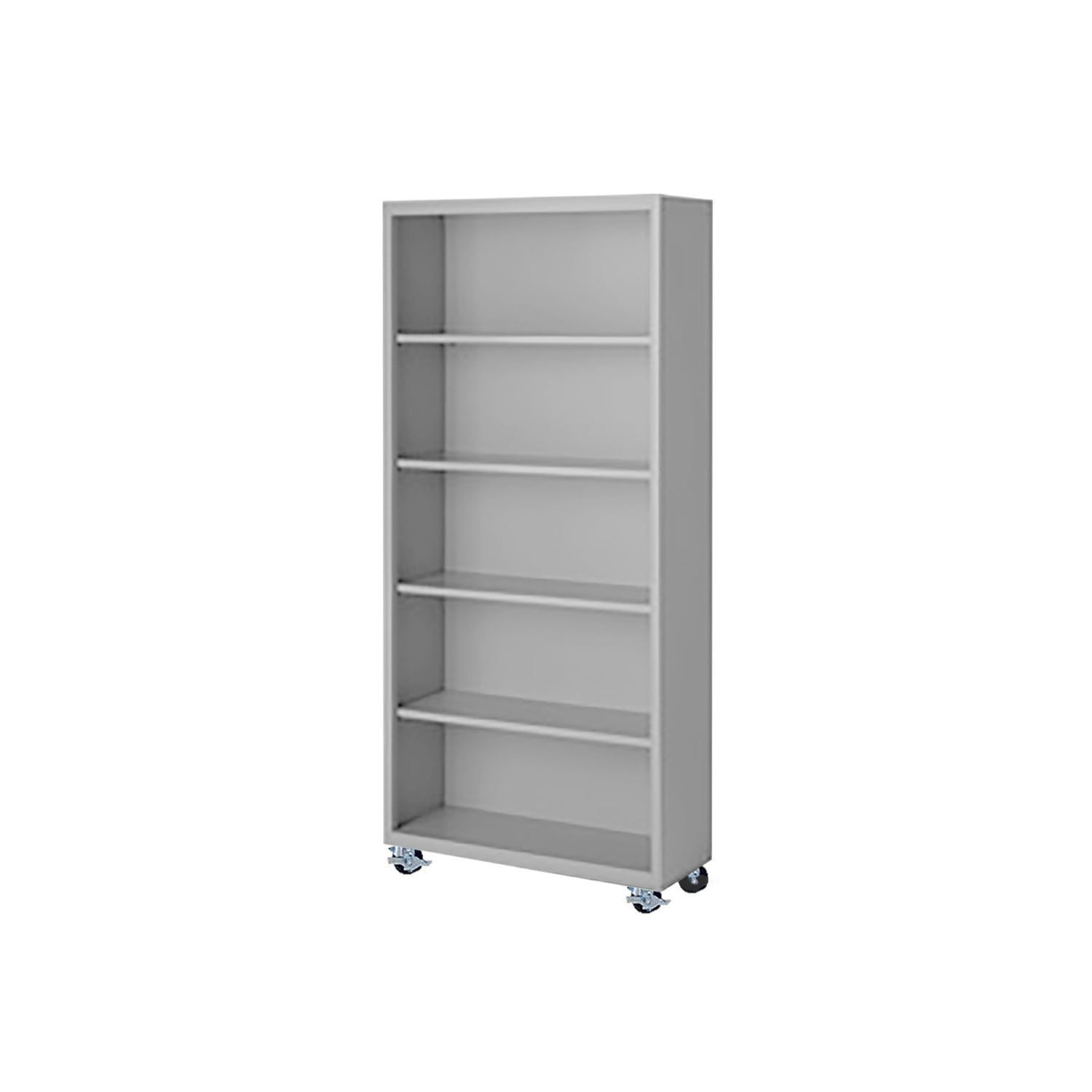 Herculite Metal Mobile Bookcase with 4 Adjustable Shelves, 36" W x 18" D x 75" H