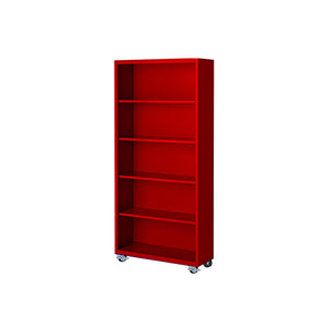 Herculite Metal Mobile Bookcase with 4 Adjustable Shelves, 36" W x 18" D x 75" H