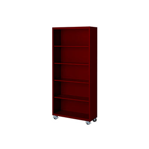 Herculite Metal Mobile Bookcase with 4 Adjustable Shelves, 36" W x 18" D x 75" H