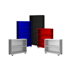 Herculite Metal Mobile Bookcase with 2 Adjustable Shelves, 36" W x 18" D x 45" H