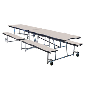 Mobile Cafeteria Table with Benches, 10' Bedrock, MDF Core, Black ProtectEdge, Chrome Frame