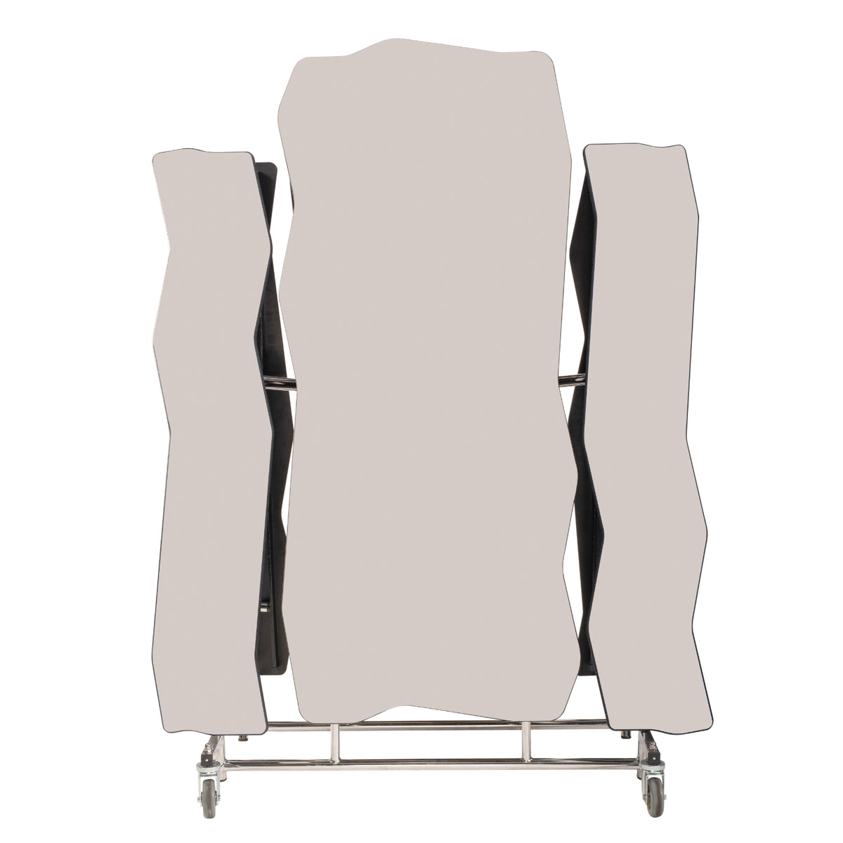 Mobile Cafeteria Table with Benches, 10' Bedrock, MDF Core, Black ProtectEdge, Chrome Frame