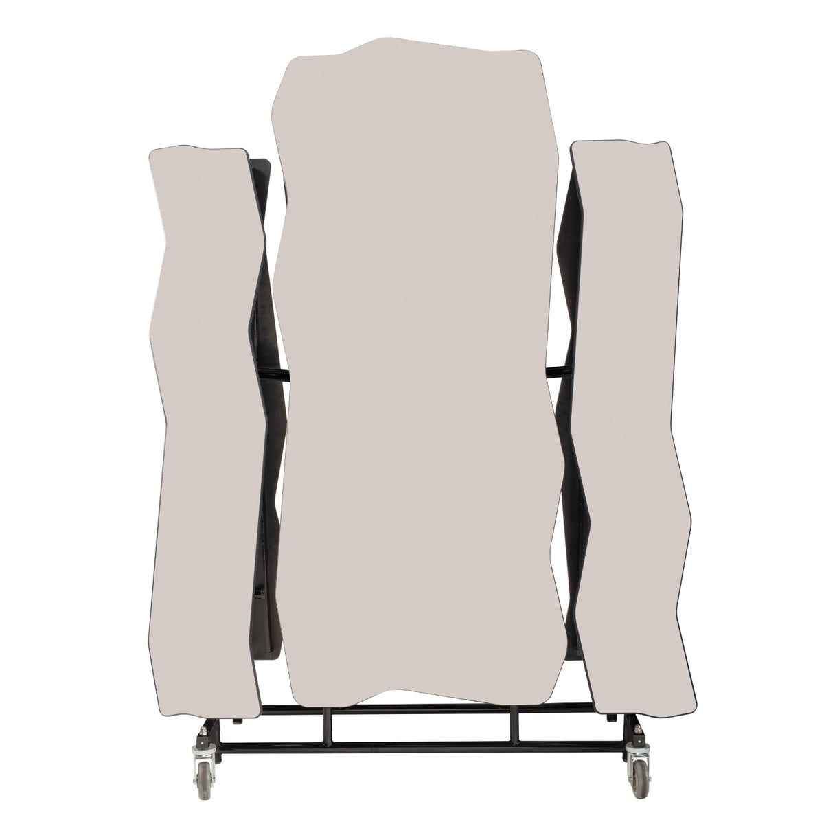 Mobile Cafeteria Table with Benches, 10' Bedrock, Plywood Core, Vinyl T-Mold Edge, Textured Black Frame