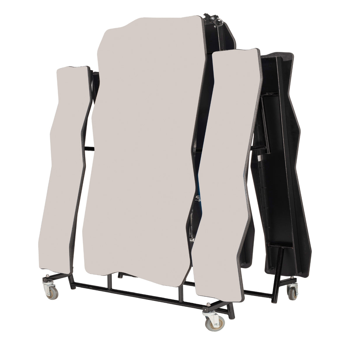 Mobile Cafeteria Table with Benches, 8' Bedrock, MDF Core, Black ProtectEdge, Textured Black Frame