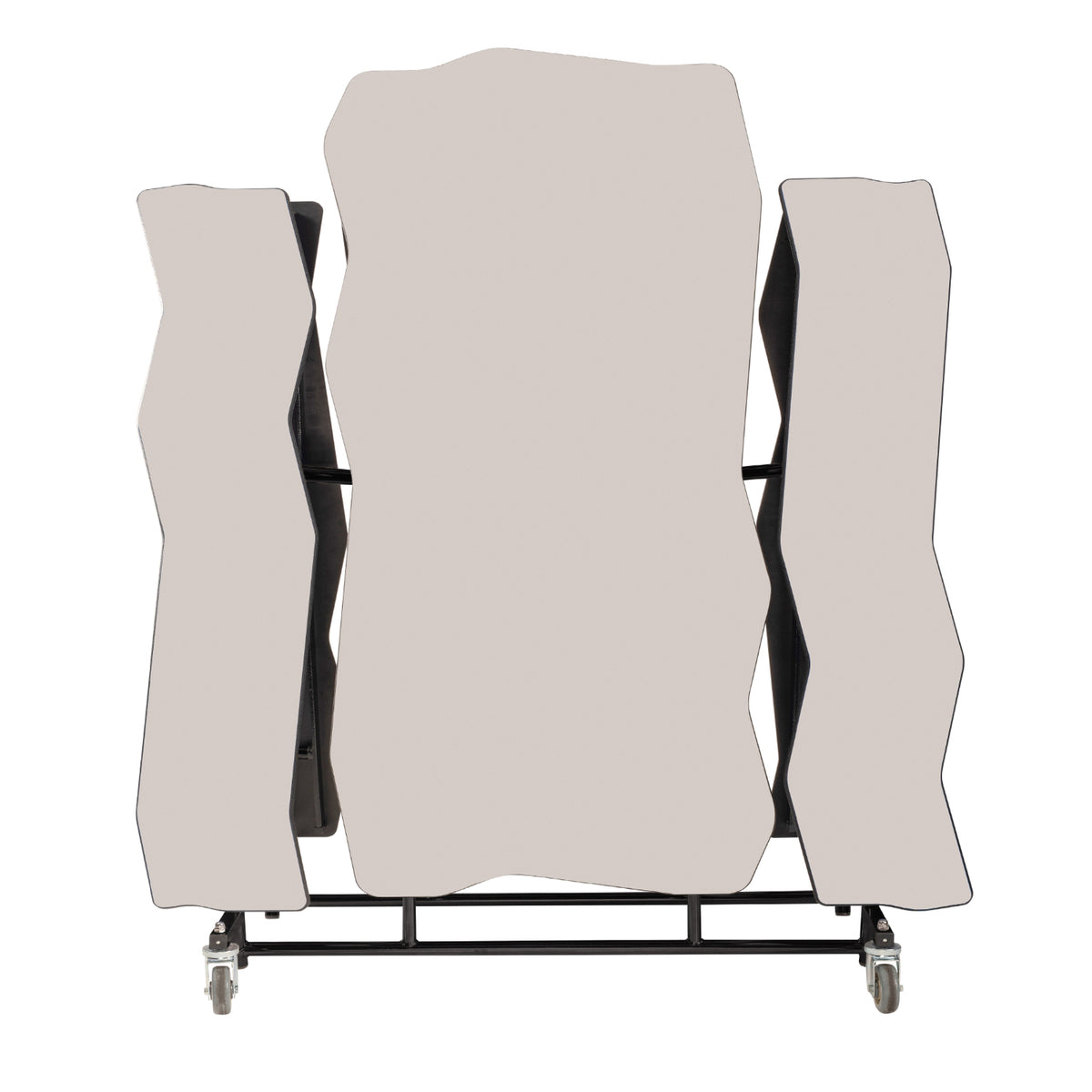 Mobile Cafeteria Table with Benches, 8' Bedrock, Particleboard Core, Vinyl T-Mold Edge, Textured Black Frame