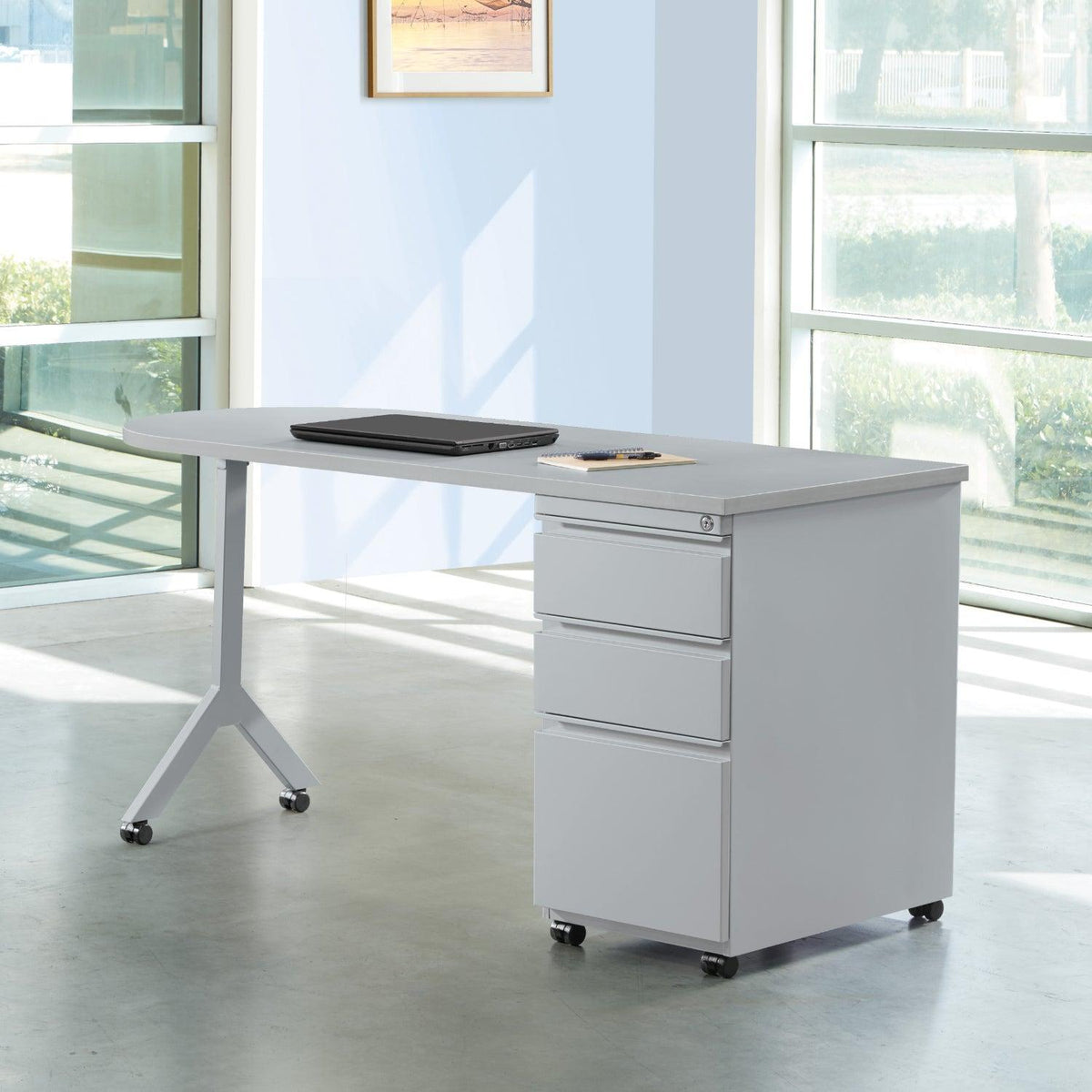 Mobile Metal Teachers Desk, 60" x 24"
