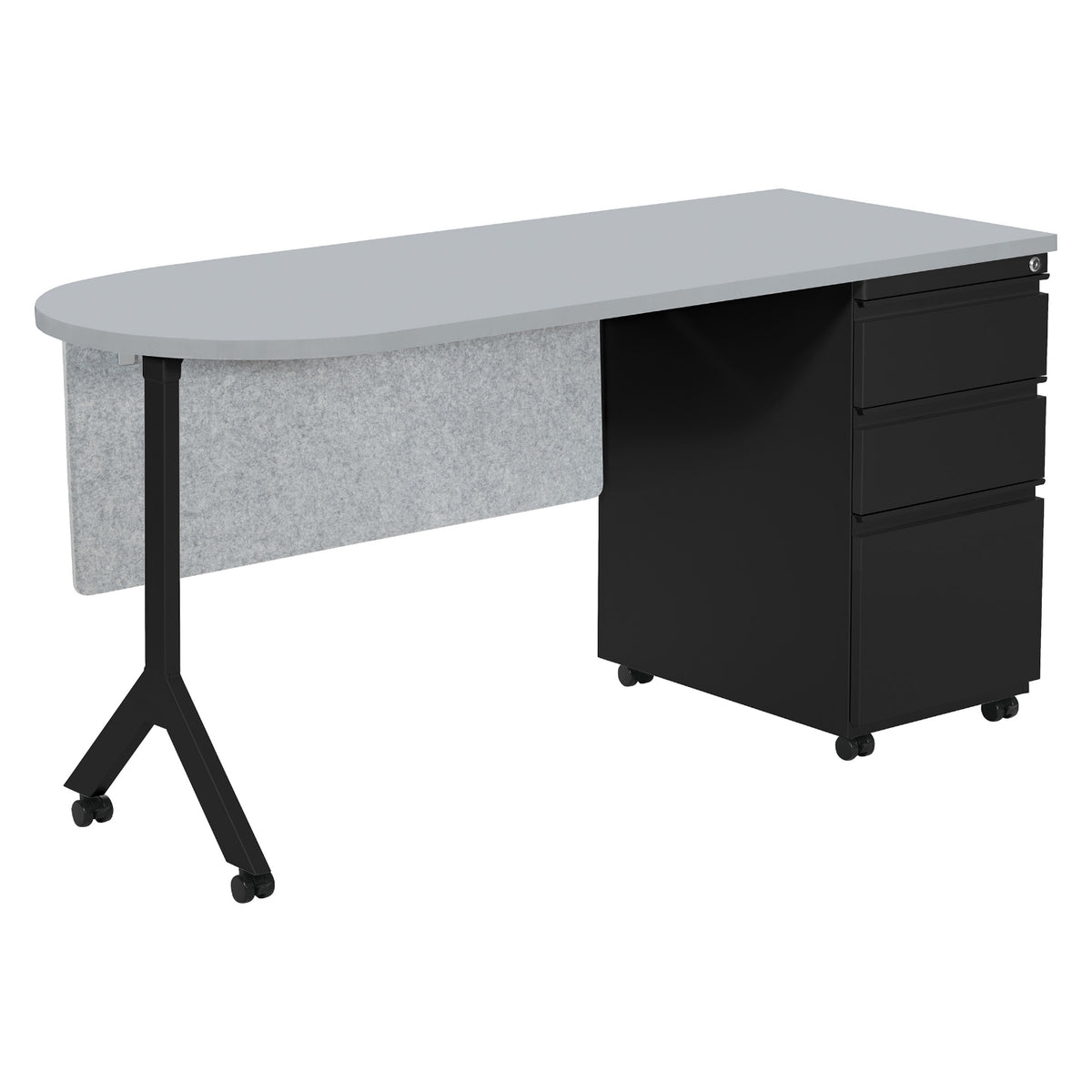 Mobile Metal Teachers Desk with Modesty Panel, 60" x 24",