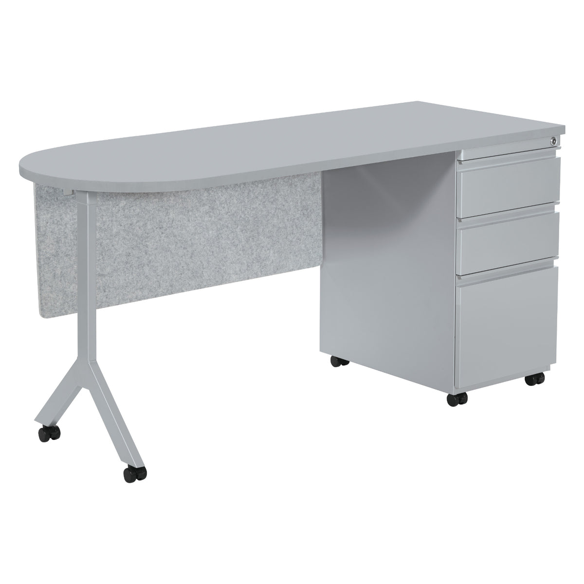 Mobile Metal Teachers Desk with Modesty Panel, 60" x 24",