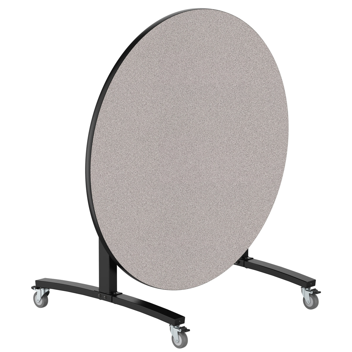 Round Mobile Nesting Flipper Table,  Particleboard Core, High Pressure Laminate Top with T-Mold Edge