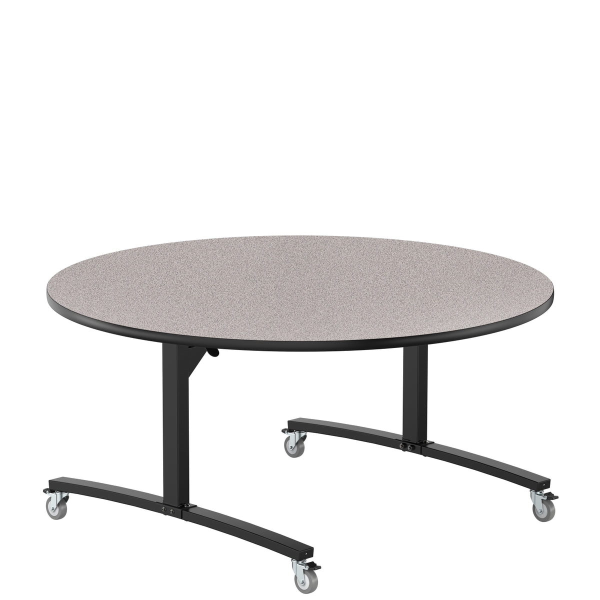Round Mobile Nesting Flipper Table,  Particleboard Core, High Pressure Laminate Top with T-Mold Edge