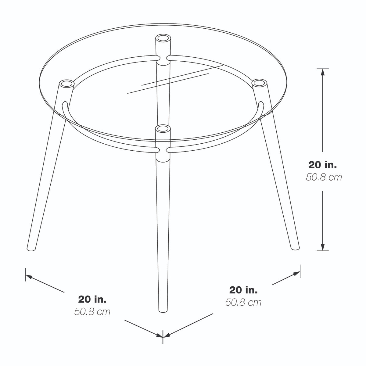 Brooklyn Clear Tempered Glass Round End Table with Brushed Nickel Legs