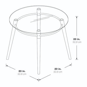 Brooklyn Clear Tempered Glass Round End Table with Brushed Nickel Legs