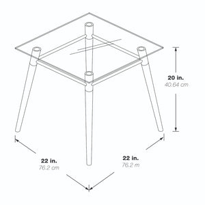 Brooklyn Clear Tempered Glass Square End Table with Brushed Nickel Legs
