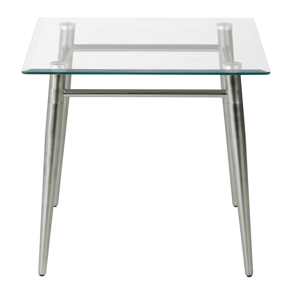 Brooklyn Clear Tempered Glass Square End Table with Brushed Nickel Legs