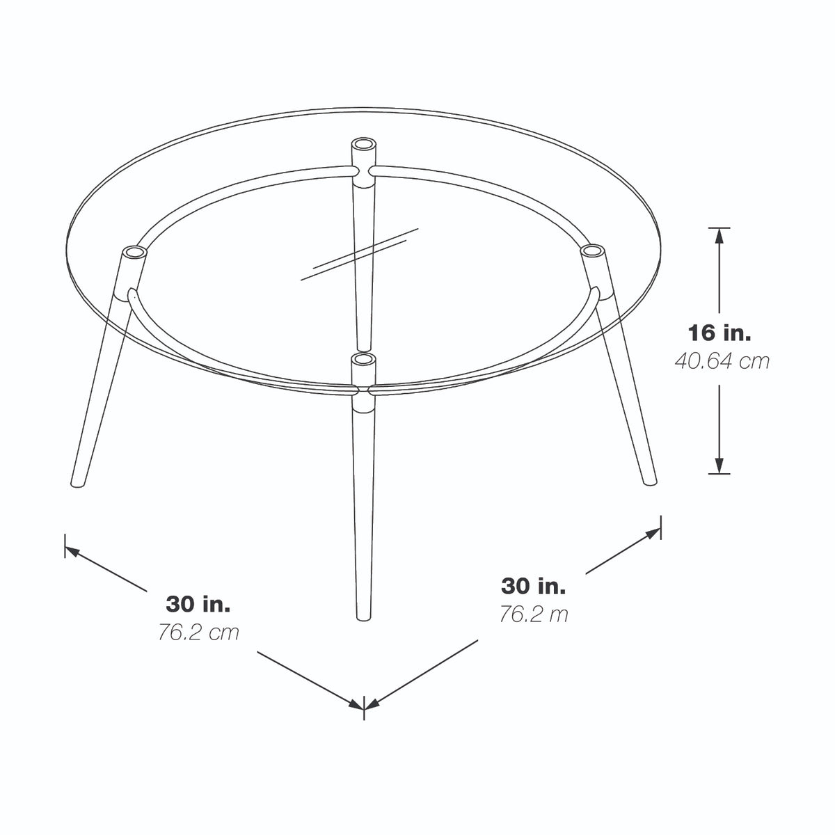 Brooklyn Clear Tempered Glass Round Coffee Table with Brushed Nickel Legs