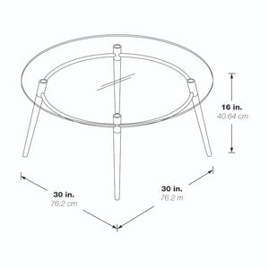Brooklyn Clear Tempered Glass Round Coffee Table with Brushed Nickel Legs