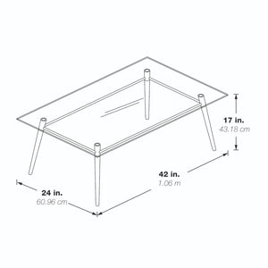 Brooklyn Clear Tempered Glass Rectangle Coffee Table with Brushed Nickel Legs