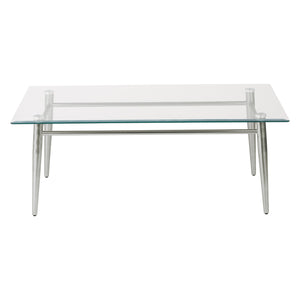 Brooklyn Clear Tempered Glass Rectangle Coffee Table with Brushed Nickel Legs