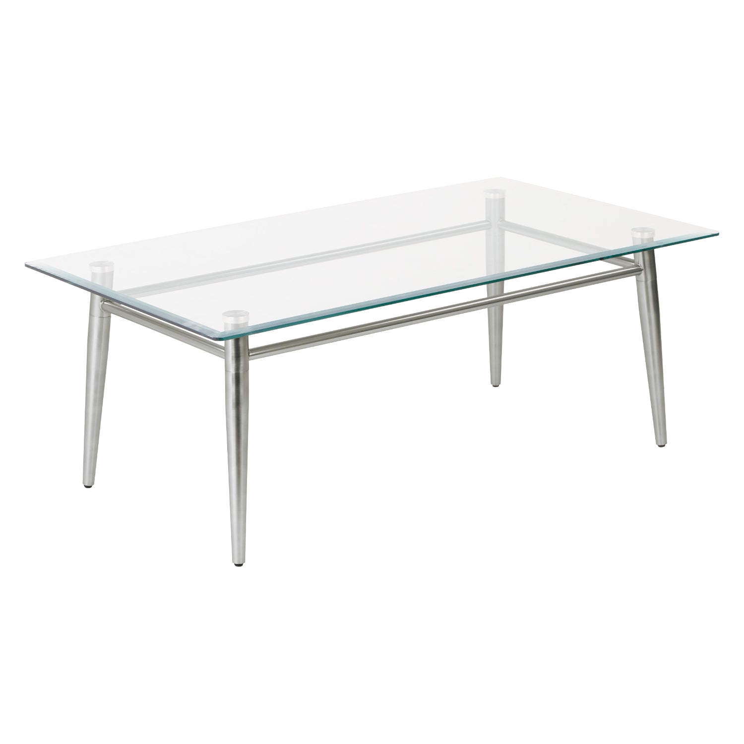 Brooklyn Clear Tempered Glass Rectangle Coffee Table with Brushed Nickel Legs