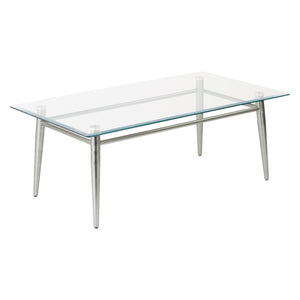 Brooklyn Clear Tempered Glass Rectangle Coffee Table with Brushed Nickel Legs
