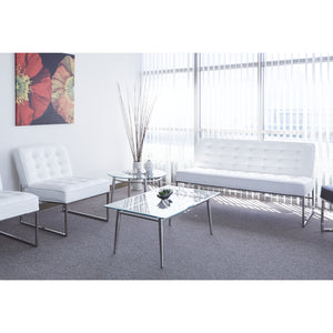 Brooklyn Clear Tempered Glass Rectangle Coffee Table with Brushed Nickel Legs