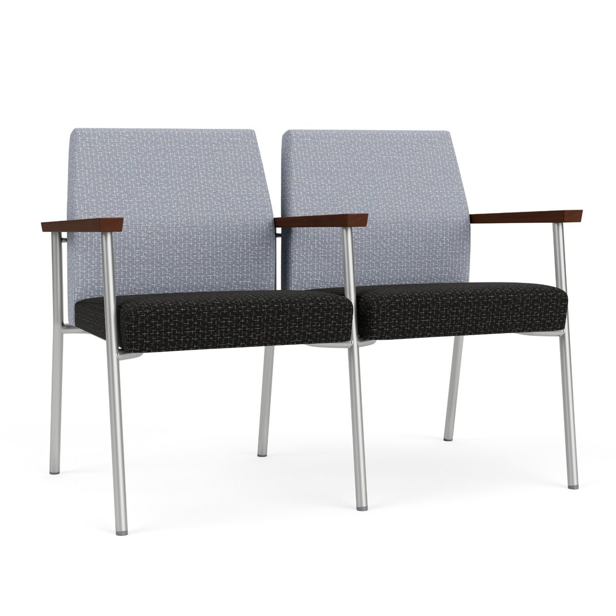 Mystic Guest Collection Reception Seating, 2 Seats with Center Arm, Designer Fabric Upholstery, FREE SHIPPING