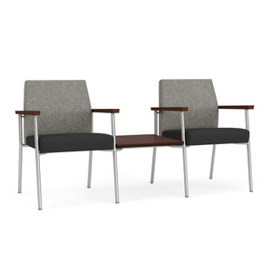 Mystic Guest Collection Reception Seating, 2 Chairs with Connecting Center Table, Standard Fabric Upholstery, FREE SHIPPING