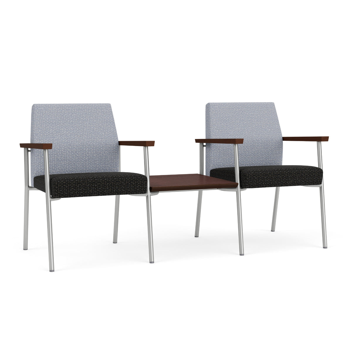 Mystic Guest Collection Reception Seating, 2 Chairs with Connecting Center Table, Designer Fabric Upholstery, FREE SHIPPING