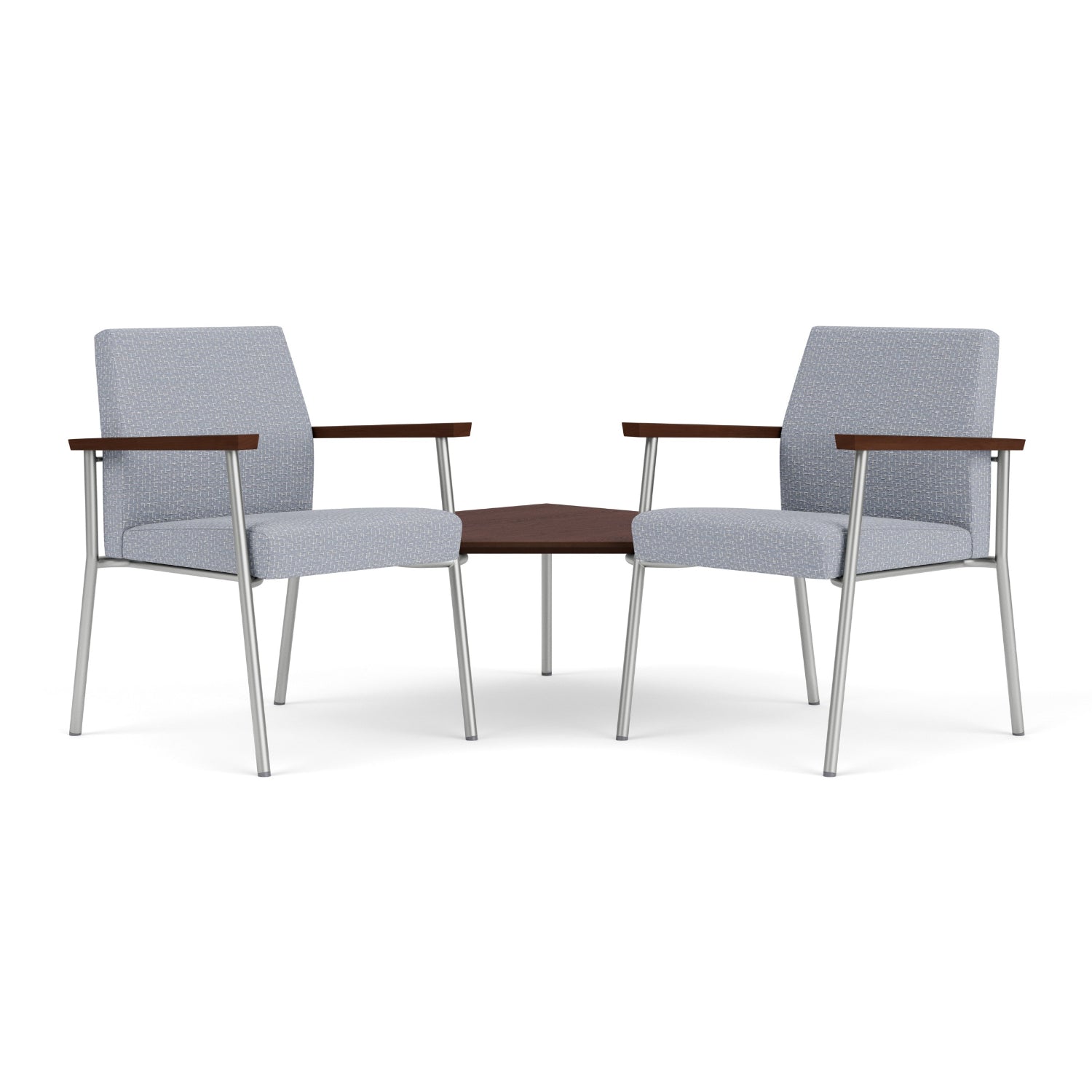 Mystic Guest Collection Reception Seating, 2 Chairs with Connecting Corner Table, Designer Fabric Upholstery, FREE SHIPPING