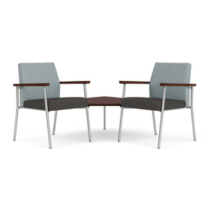 Mystic Guest Collection Reception Seating, 2 Chairs with Connecting Corner Table, Healthcare Vinyl Upholstery, FREE SHIPPING