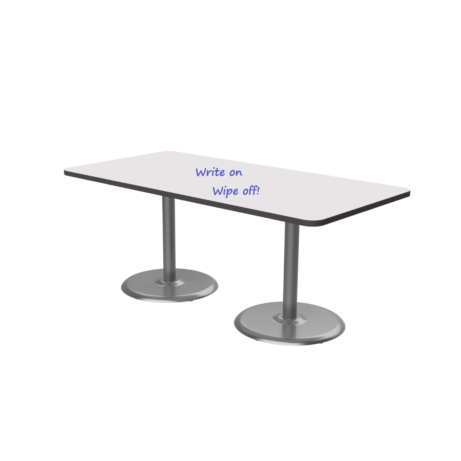 Dual Base Sitting Height 36" x 72" Rectangle Cafe Table with Dry-Erase Whiteboard Top
