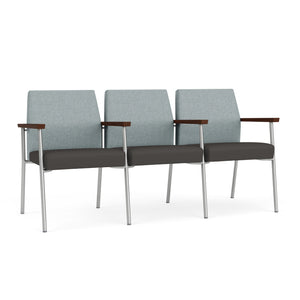 Mystic Guest Collection Reception Seating, 3 Seats with Center Arms, Healthcare Vinyl Upholstery, FREE SHIPPING