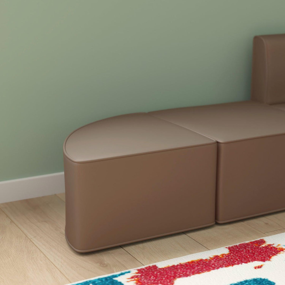 Bright Beginnings Commercial Grade Modular Classroom Soft Seating, Backless Corner Chair, Neutral Vinyl