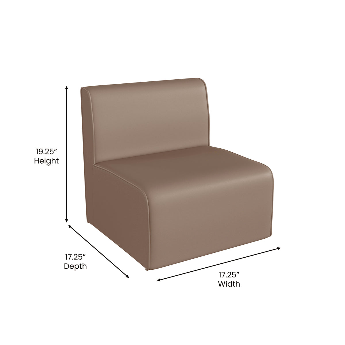 Bright Beginnings Commercial Grade Modular Classroom Soft Seating, Armless 1-Seater Sofa, Neutral Vinyl