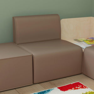 Bright Beginnings Commercial Grade Modular Classroom Soft Seating, Armless 1-Seater Sofa, Neutral Vinyl
