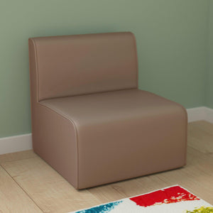 Bright Beginnings Commercial Grade Modular Classroom Soft Seating, Armless 1-Seater Sofa, Neutral Vinyl