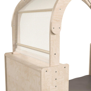 Bright Beginnings Commercial Grade Wooden Quiet Corner Reading Nook with Two Storage Shelf Units and Canopy